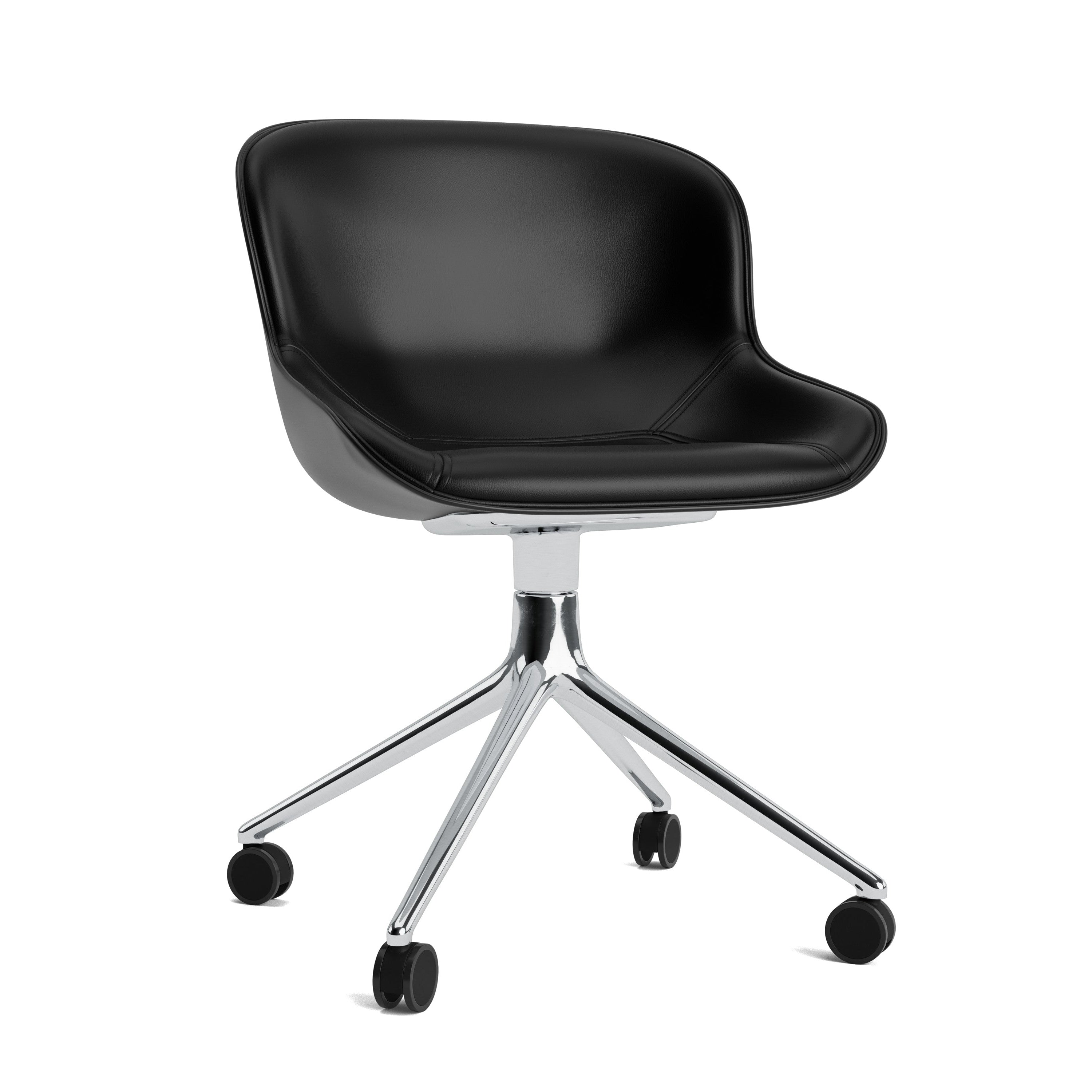 Hyg 4W Upholstered Office Chair Black with an aluminum base