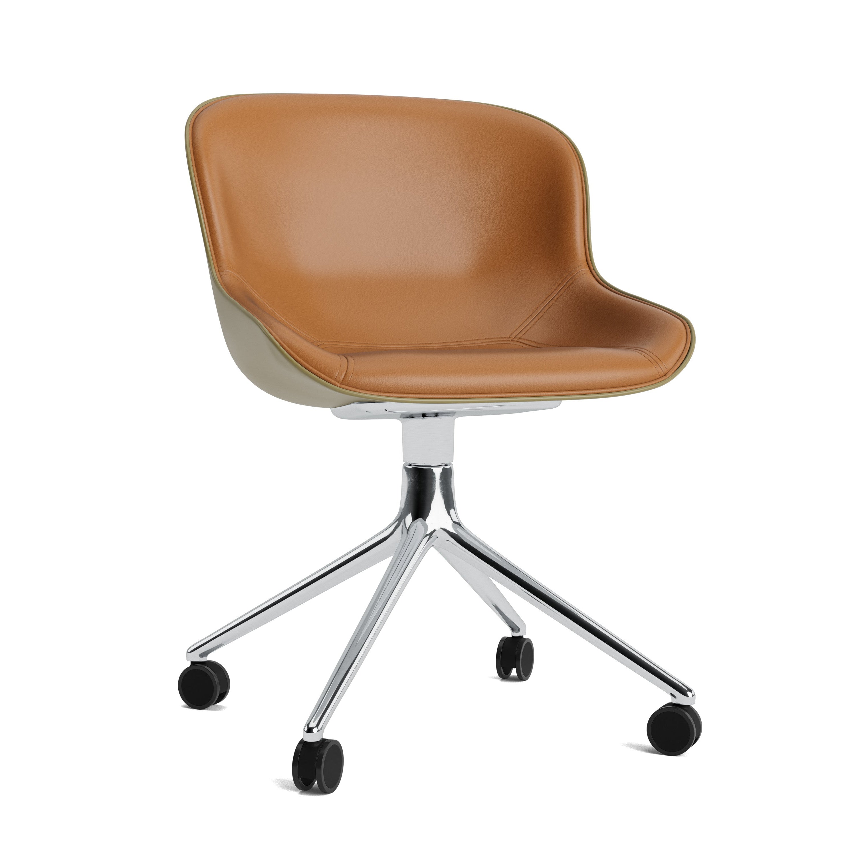 Kancelárske stoličky čalúnené HYG 4W olivové s hliníkovým podstavcom