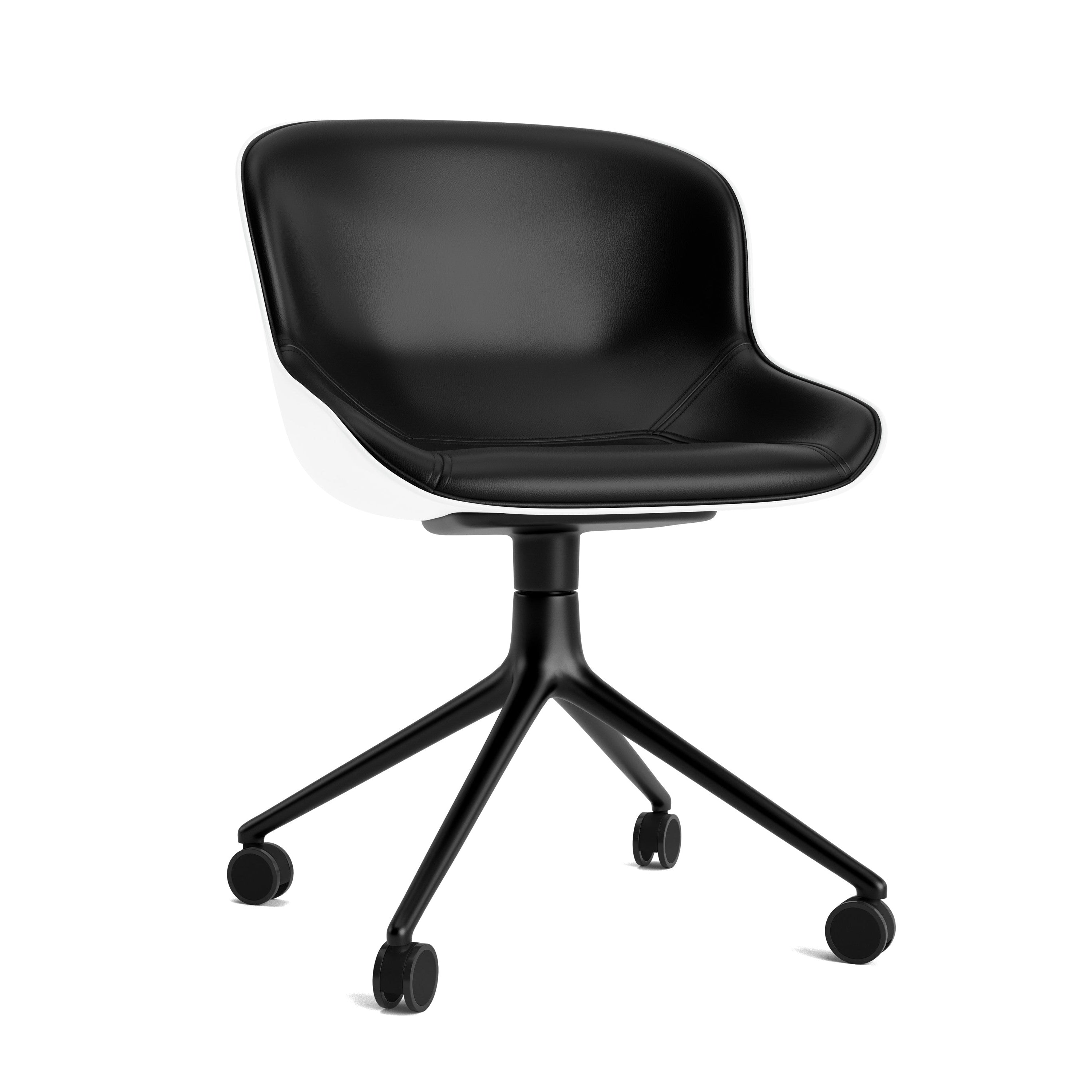 Čalúnená kancelárska stolička HYG 4W biela s čiernym podstavcom