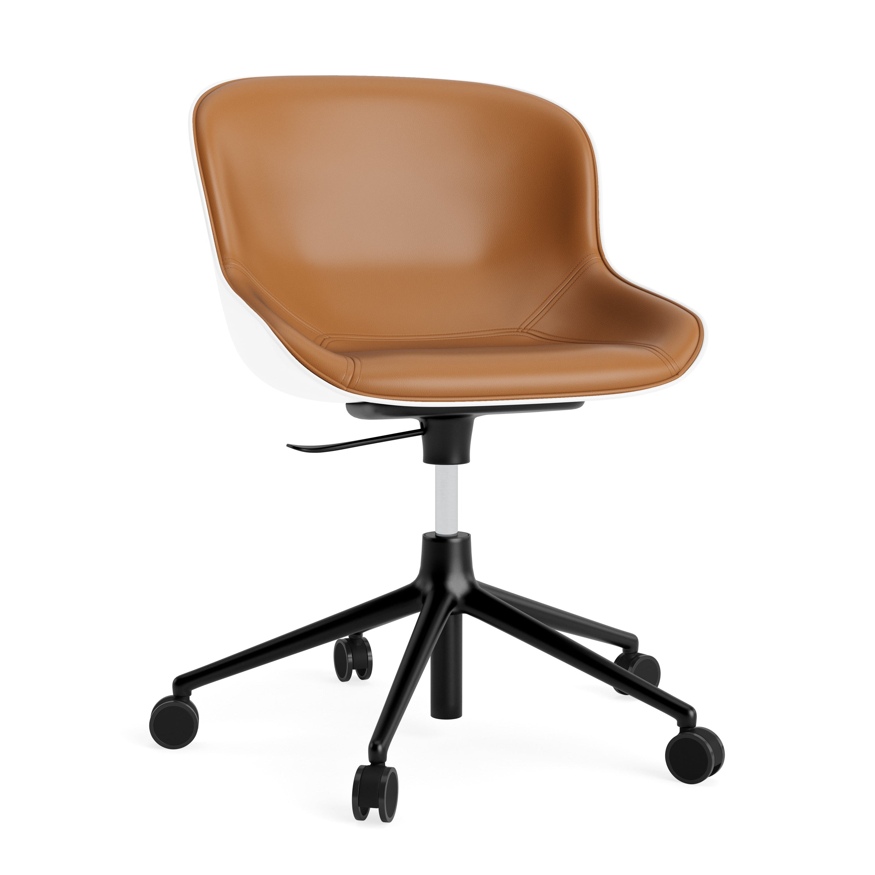 Čalúnená kancelárska stolička HYG 5W biela s čiernym podstavcom