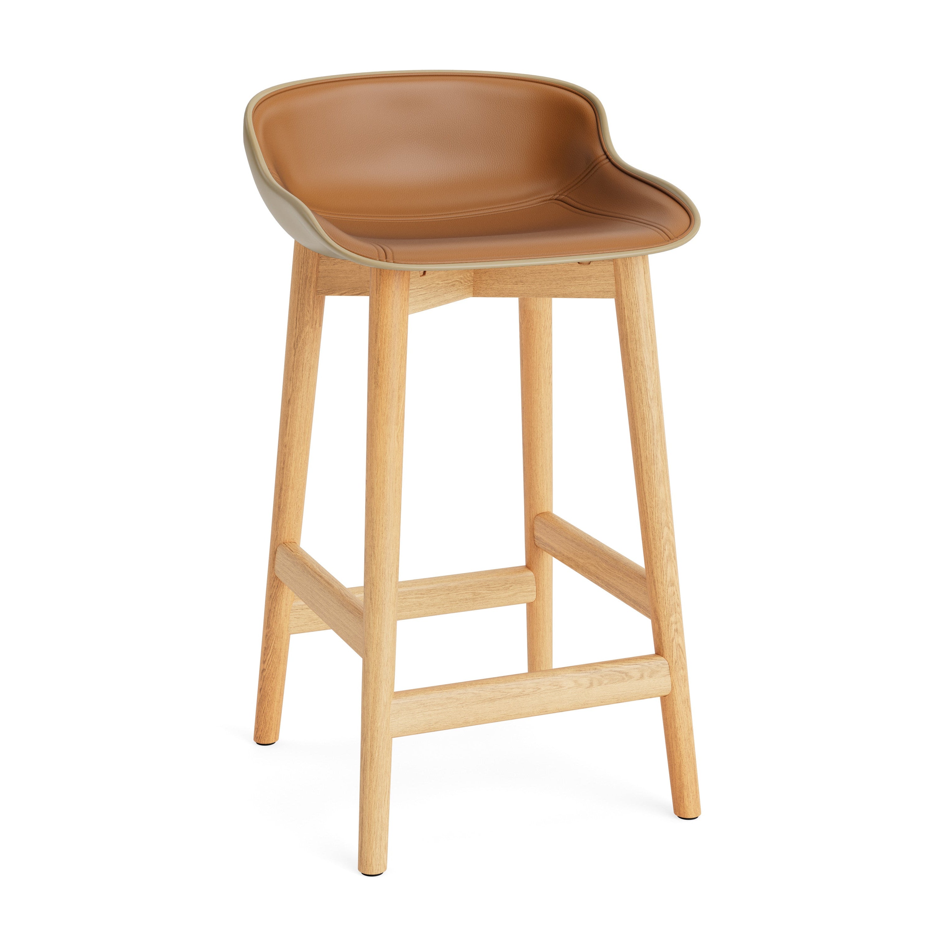 Čalúnené barové stoličky HYG piesková s dubovým podstavcom