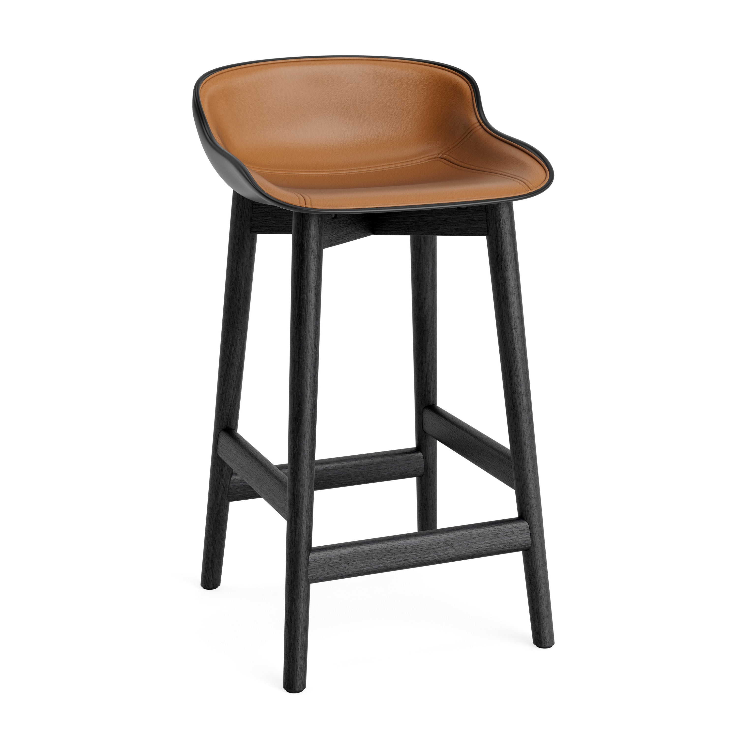 Čalúnené barové stoličky HYG čierne s čiernym dubovým podstavcom