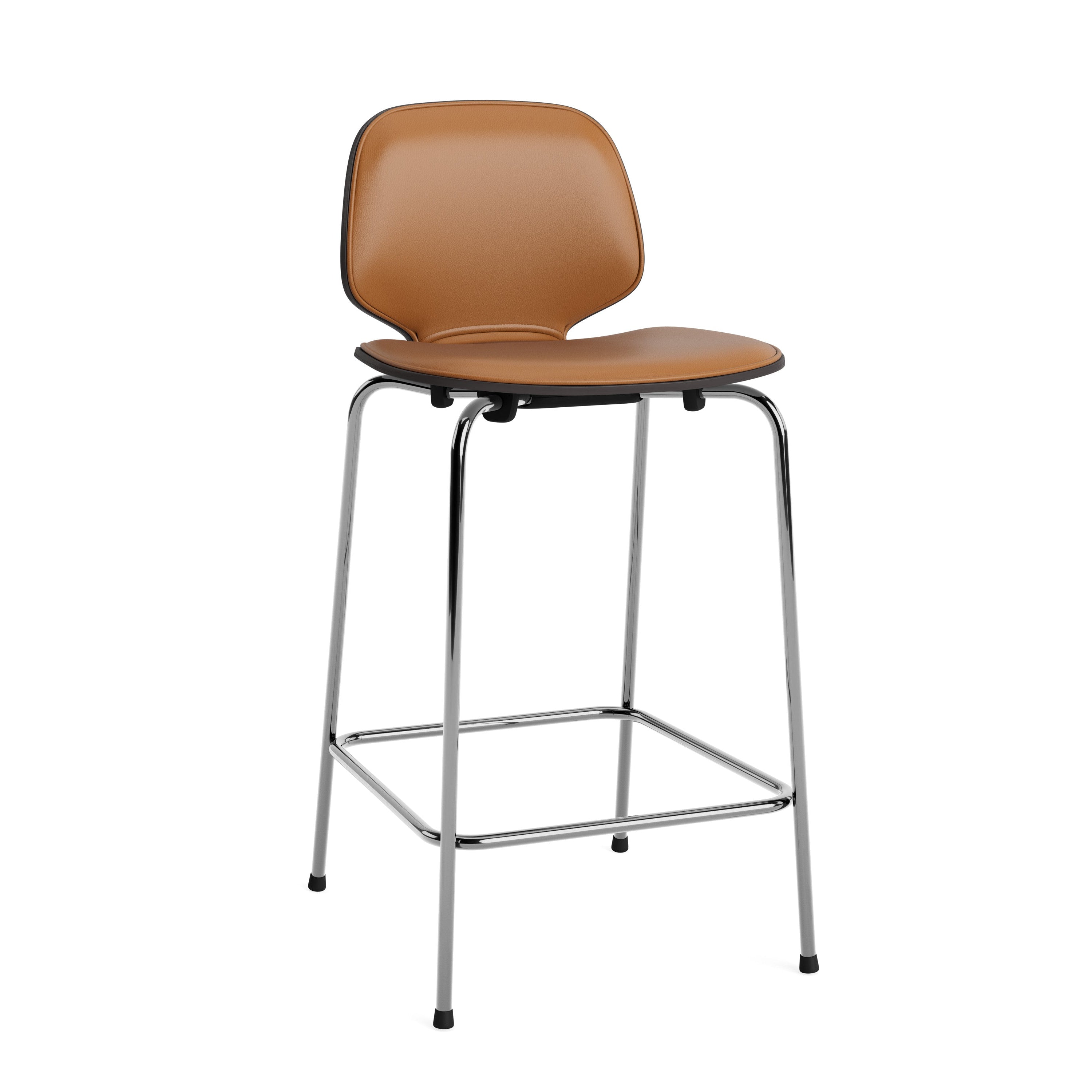 Upholstered bar chair my black oak veneer with a chrome base