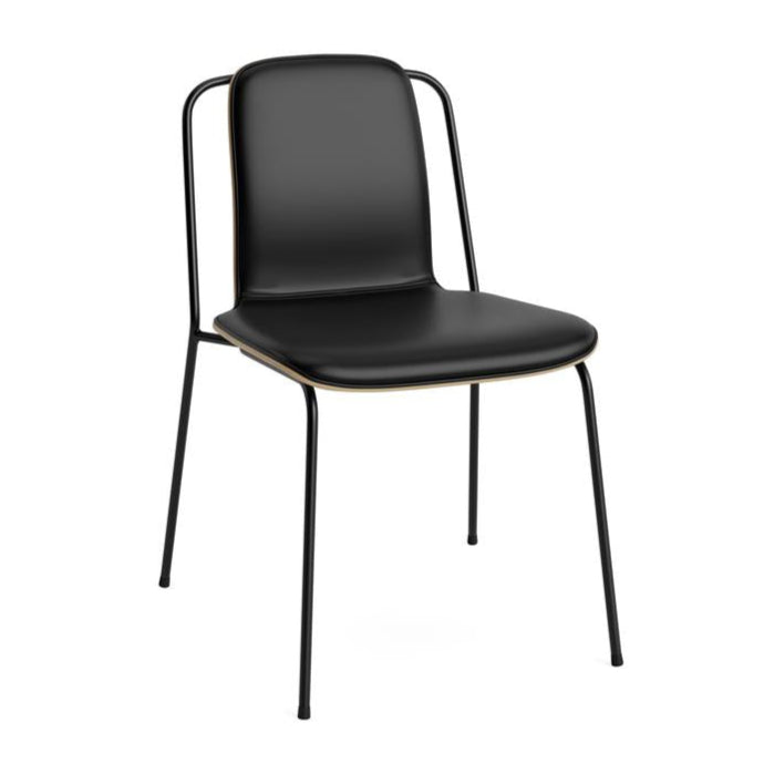 FRONT studio chair with oak veneer and a black base