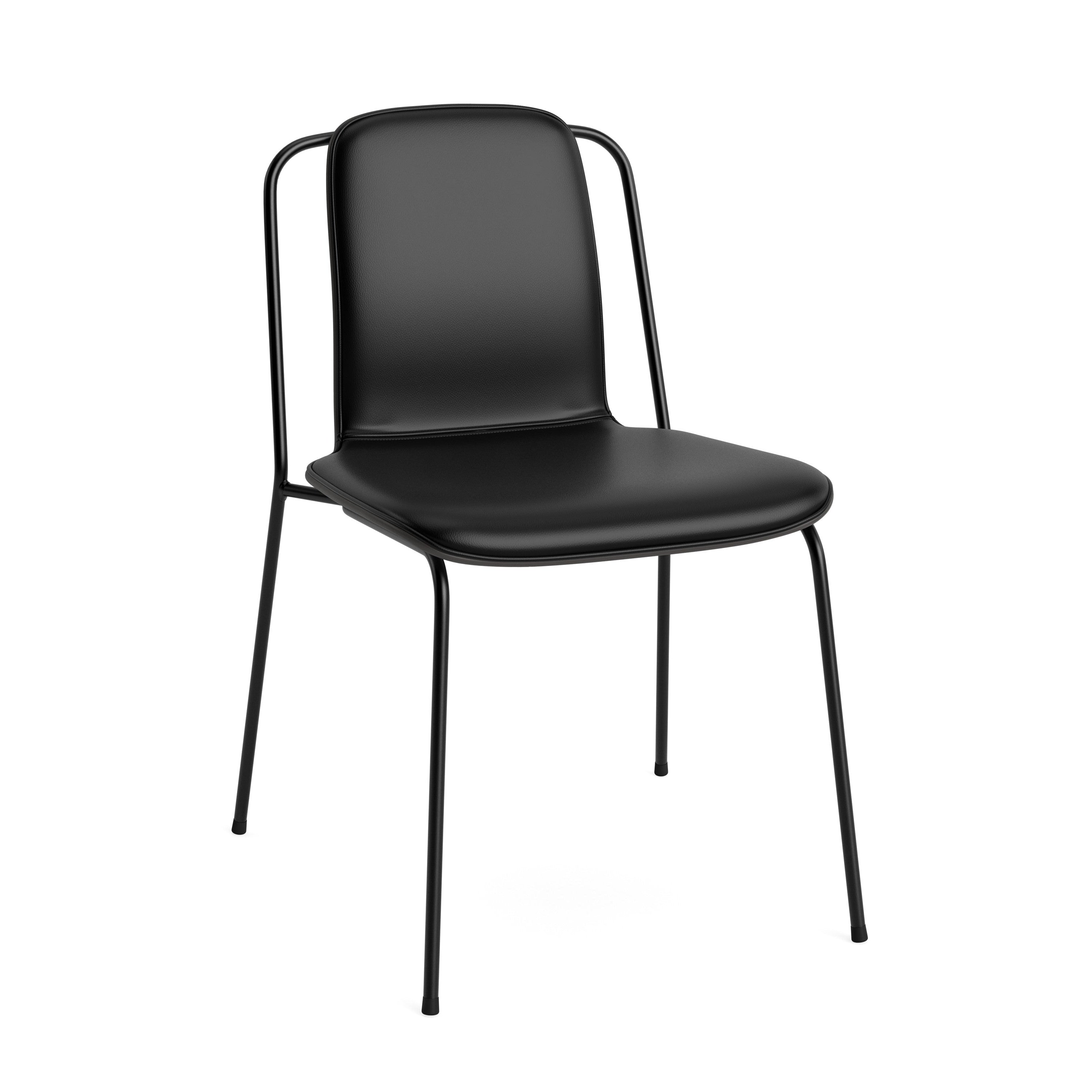 Stolička STUDIO čalúnený predok s čiernym jaseňovým dyhou a čiernym podstavcom