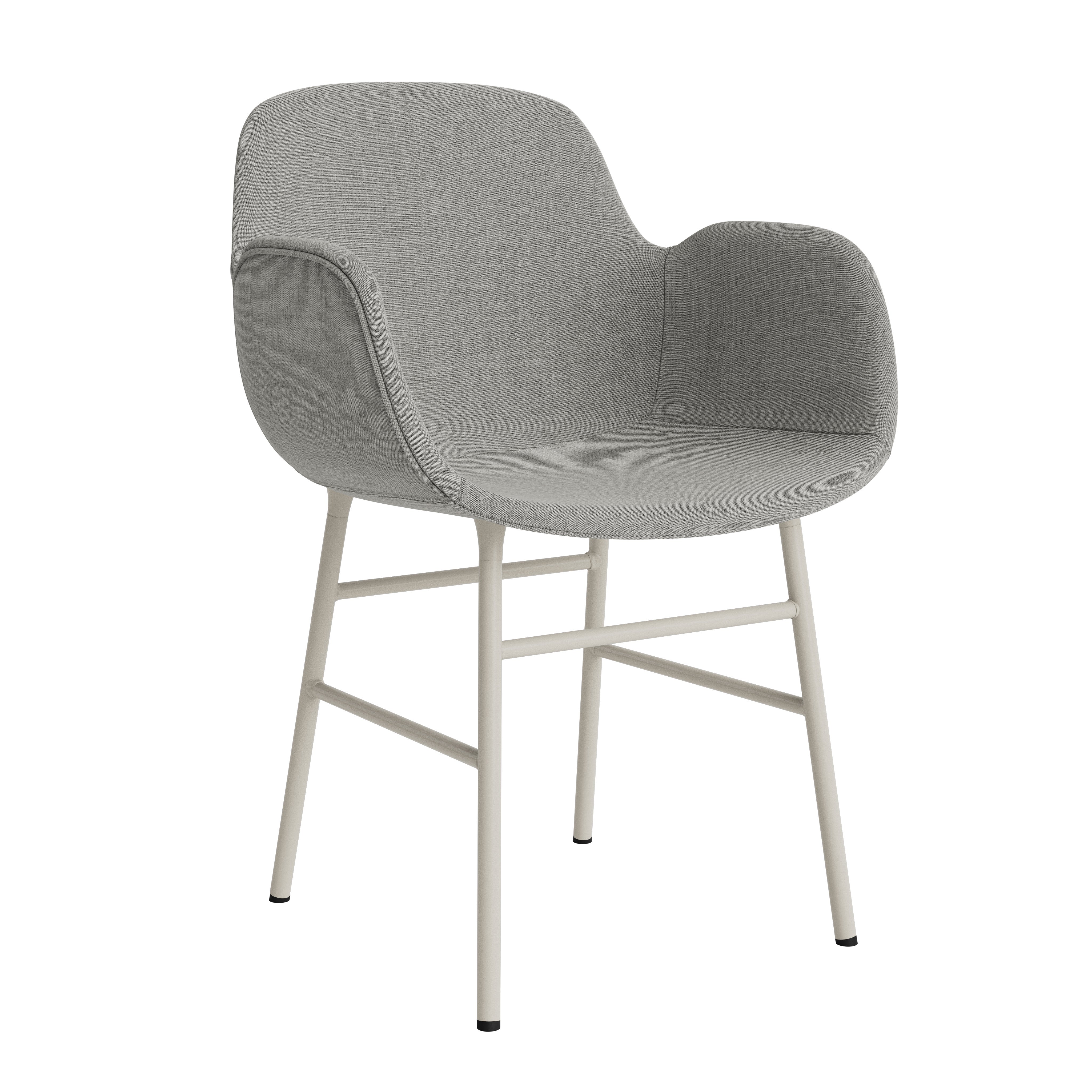 Čalúnená stolička s opierkami FORM s teplým šedým podstavcom
