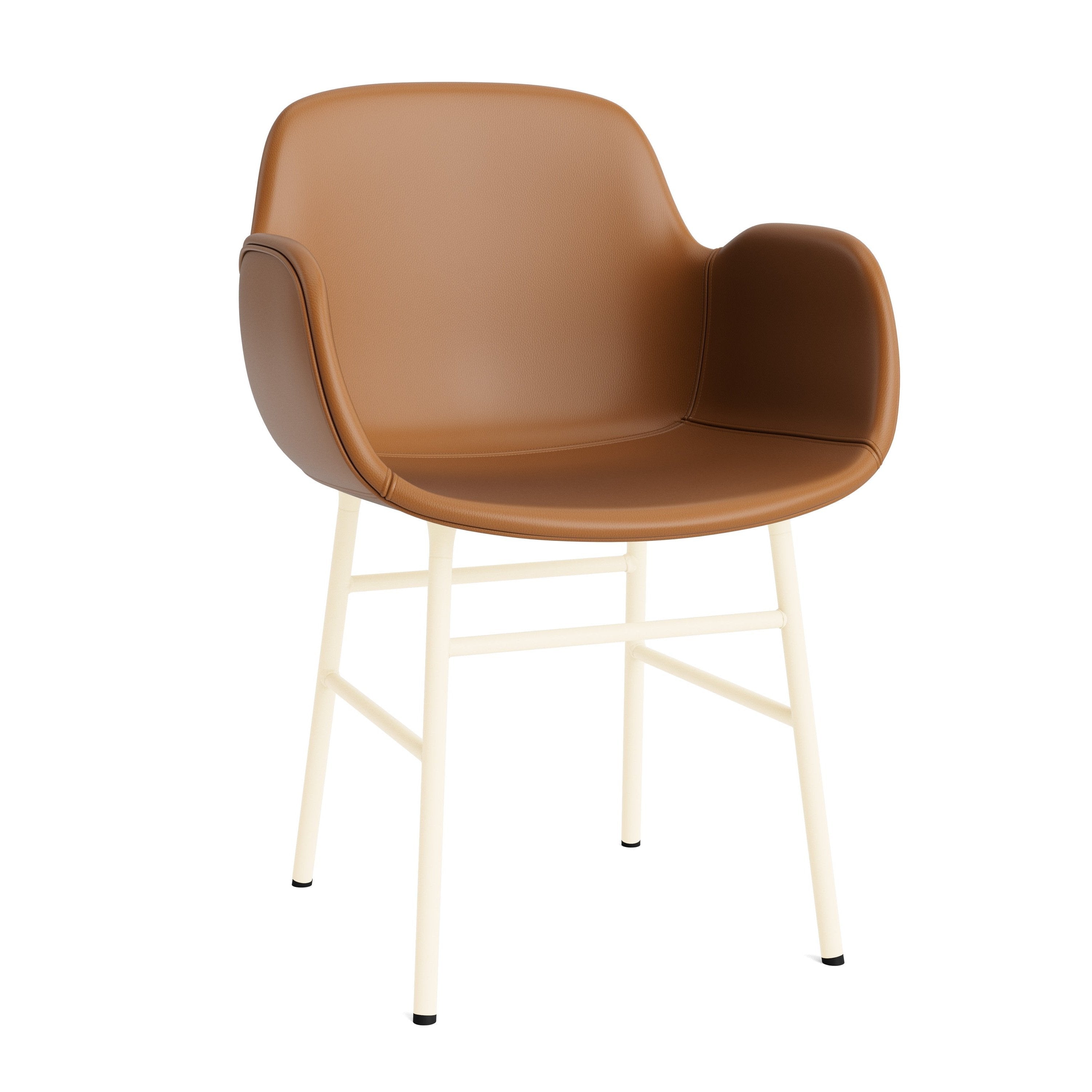 Čalúnená stolička s opierkami FORM s krémovým podstavcom