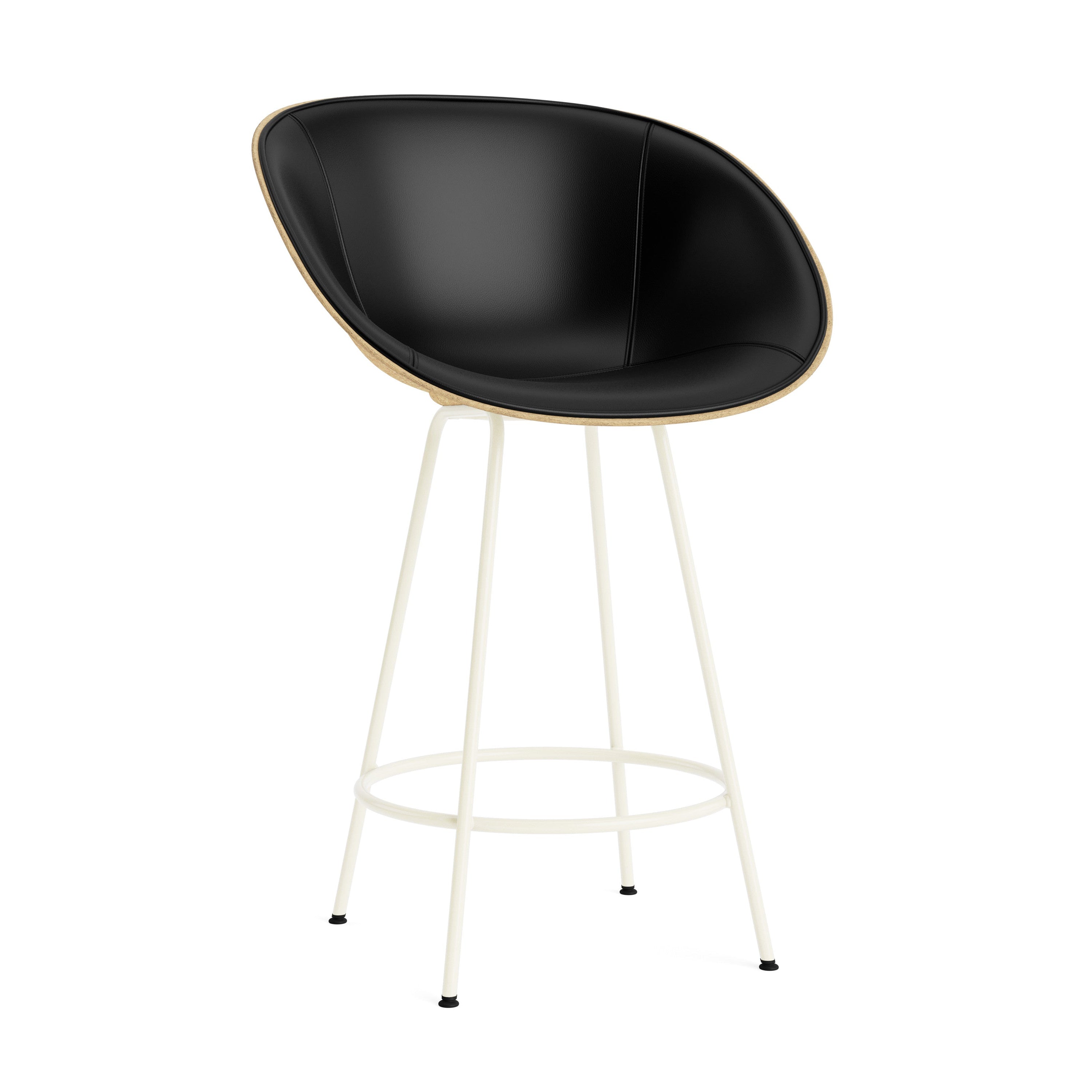 Armchair beige upholstered bar chair with a cream base