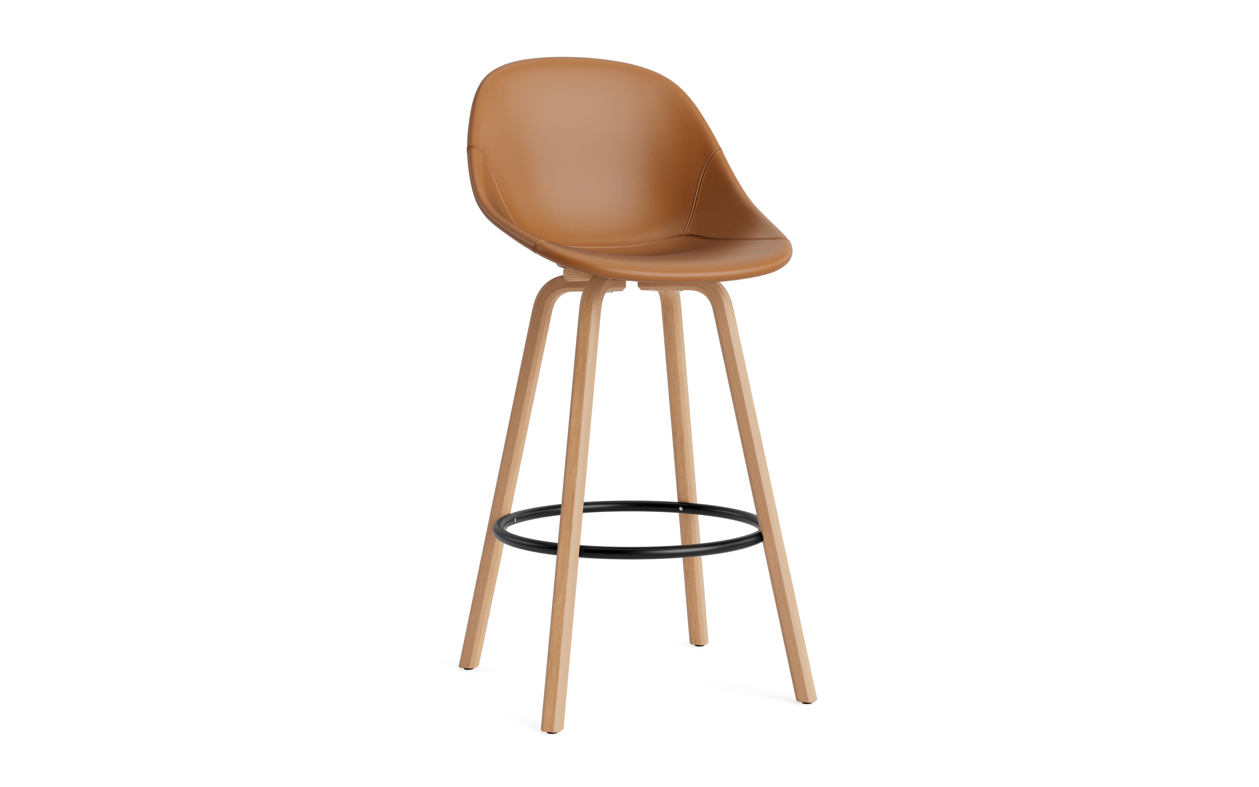 Bar chair with backwards upholstered mat