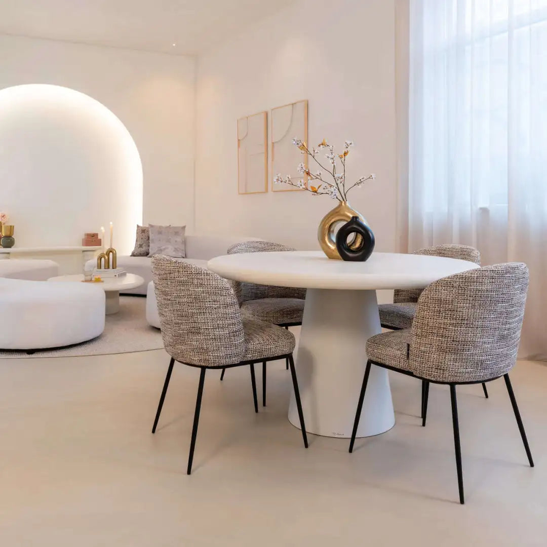 BLOOMSTONE white round table