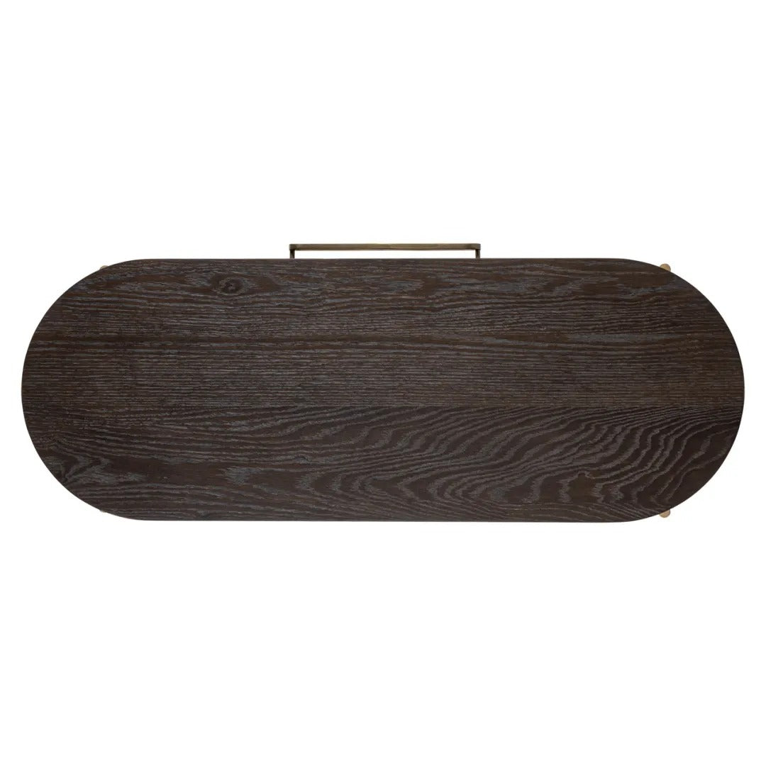 Konzola LUXOR tmavohnedá s mosadzným podstavcom