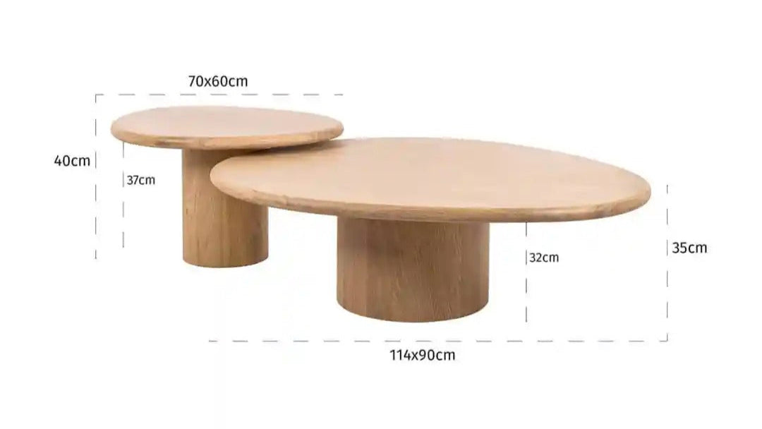 Súprava kávových stolíkov OAKLEY dýha z duba