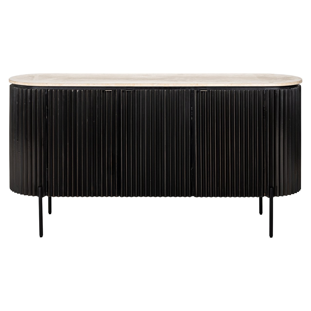 HAMPTON black sideboard with a travertine top