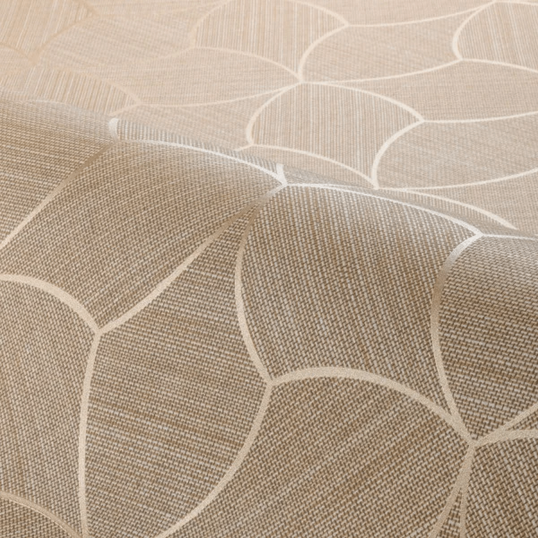 Textured wallpaper mimicking a weave with a metallic effect TRESSANA - CAMEL/DORÉ sandy brown