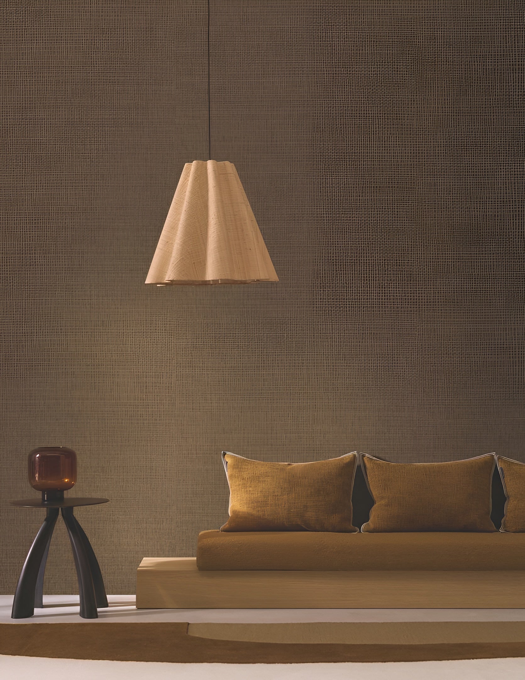 Structural wallpaper imitating abaca weave FIBRA - ÉBÈNE dark brown