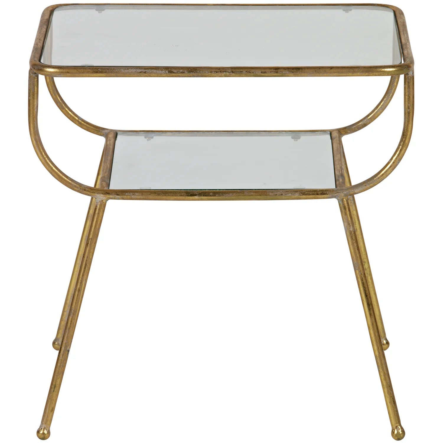 Bočný stolík AMAZING antický mosadz so sklom