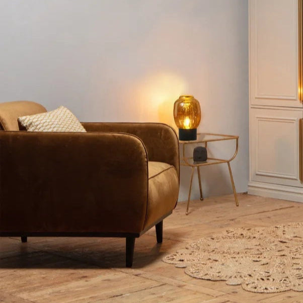 Bočný stolík AMAZING antický mosadz so sklom