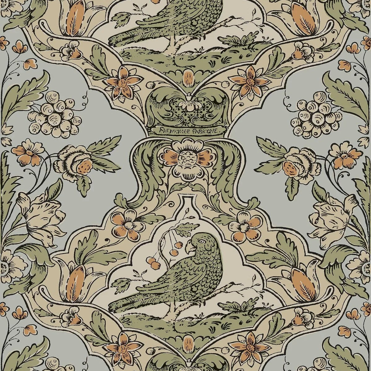 Papierová flizelínová tapeta s rastlinným vzorom SKENNINGE modrá so zelenou