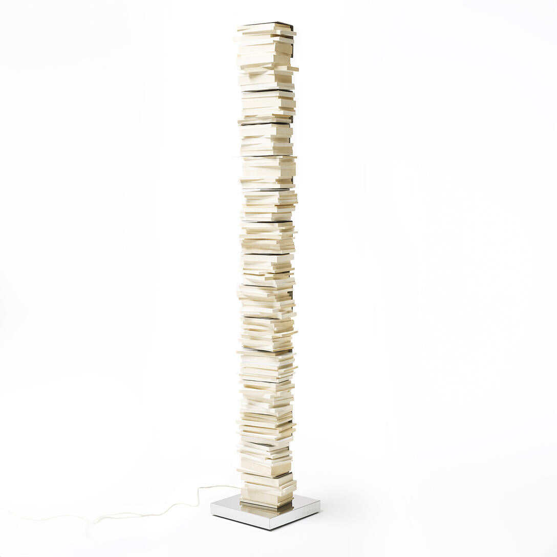 Illuminated shelf PTOLOMEO LUCE white with a steel base