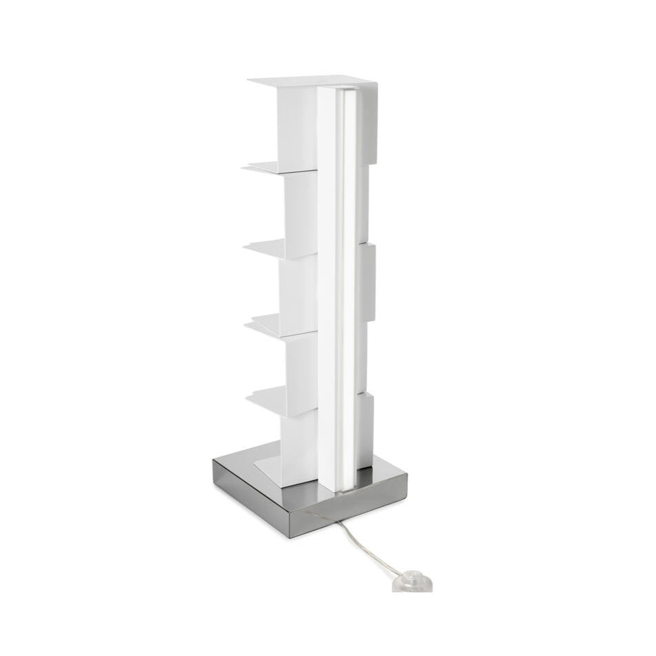 Illuminated shelf PTOLOMEO LUCE white with a steel base