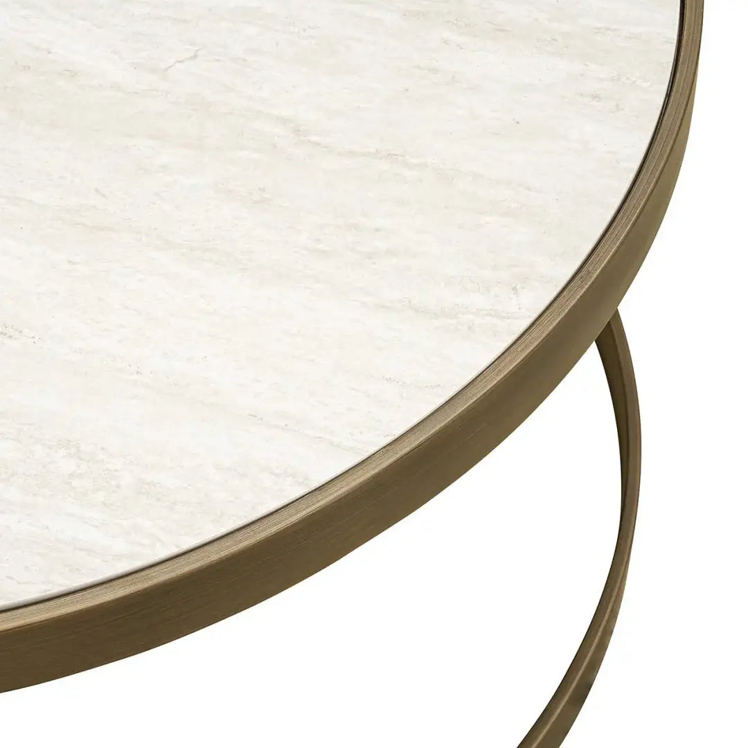 TIVOLI Coffee Table Set White with Brass Finish
