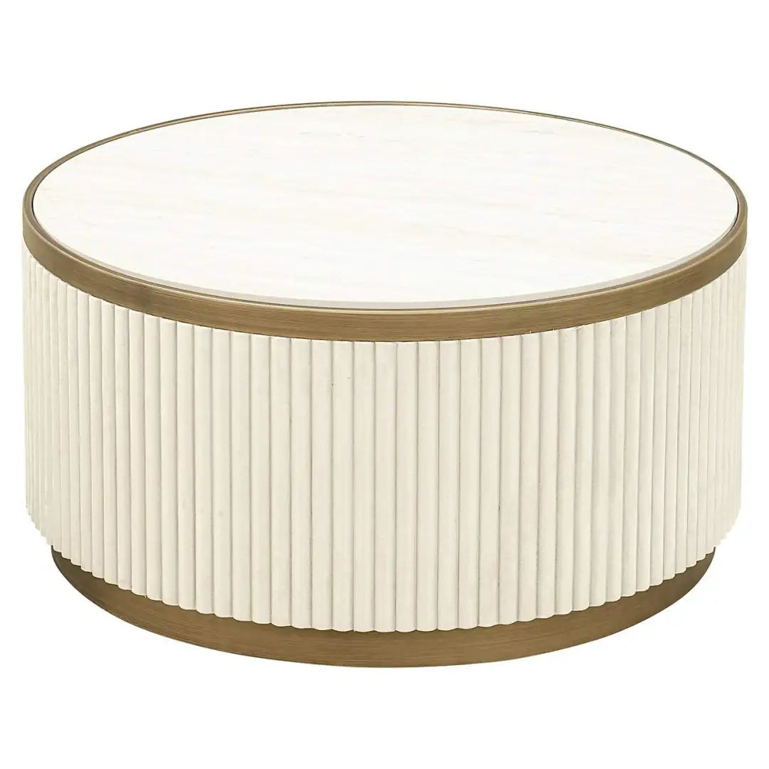 TIVOLI Coffee Table Set White with Brass Finish