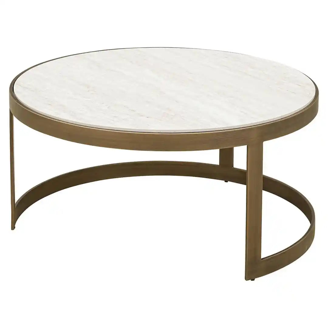 TIVOLI Coffee Table Set White with Brass Finish