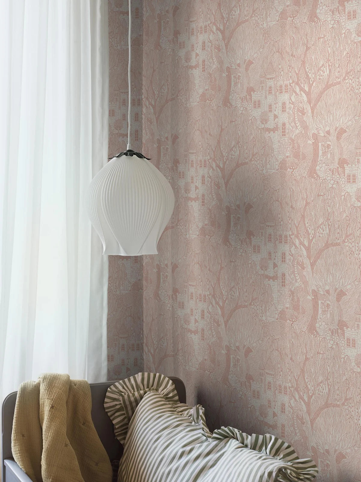 Children's wallpaper with a fairy tale theme KINGDOM OF THE WILLOW pink