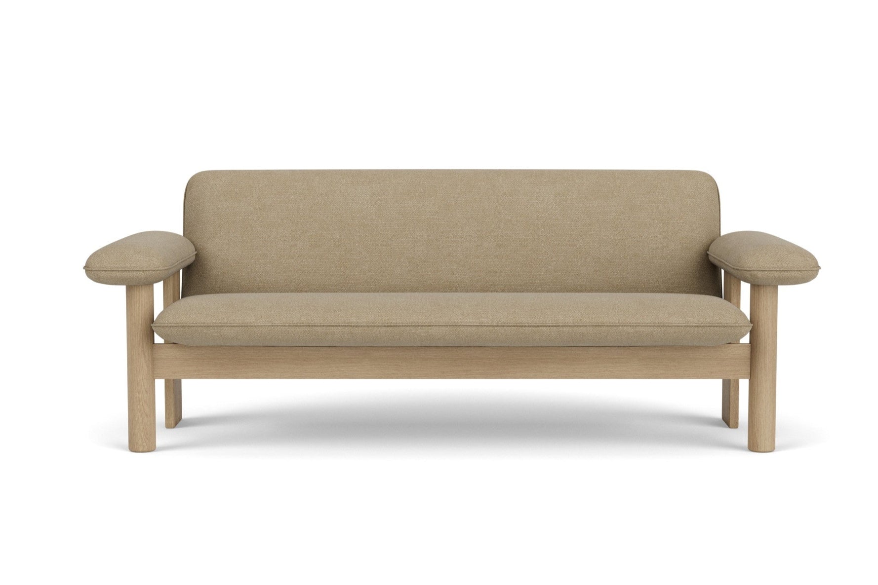 Sofa BRASILIA béžová s dubovým podstavcom