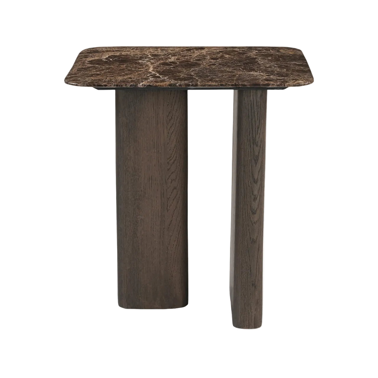 Bočný stolík CASTELLO z dubového dreva s mramorovou doskou