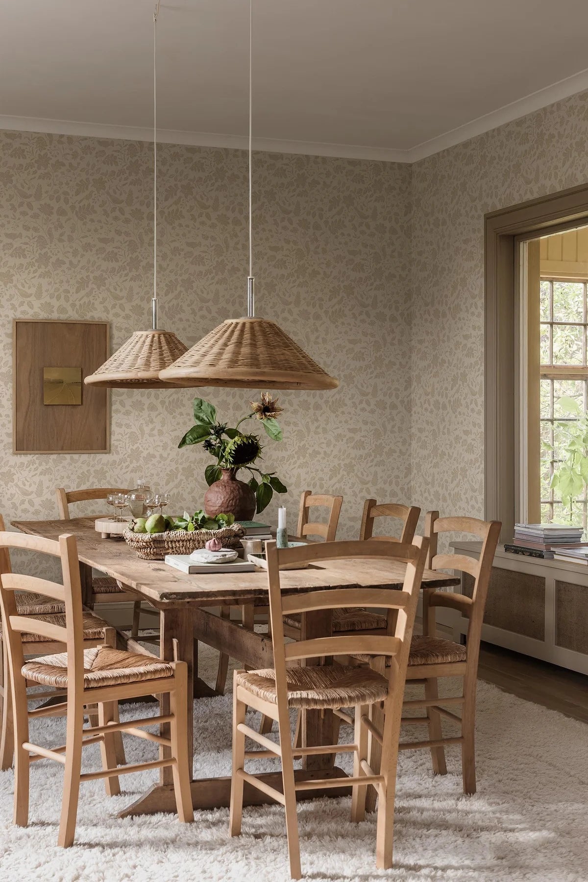 ISIDOR Beige Wallpaper with Plant and Animal Motif