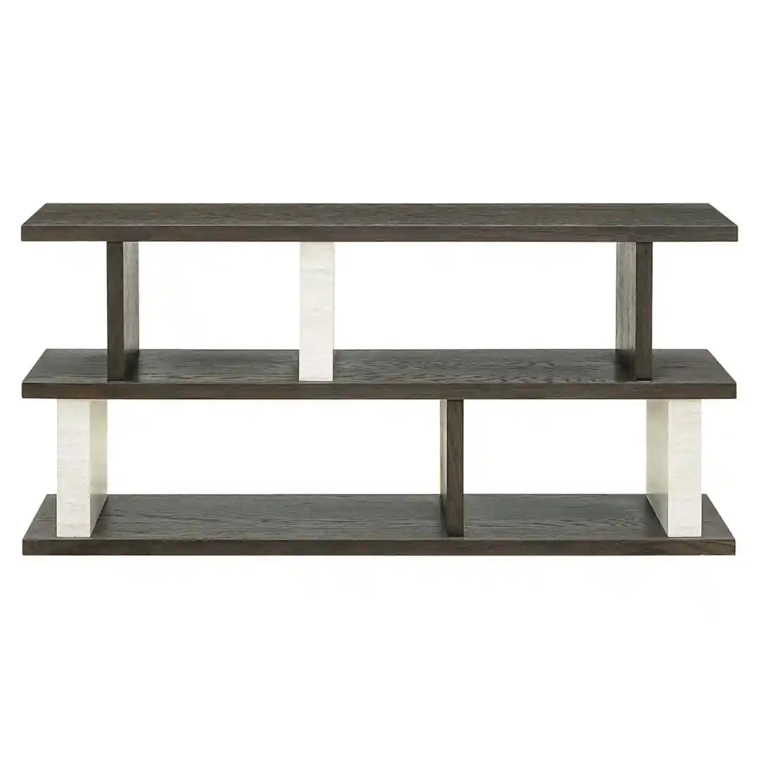 Konsola WALDORF tmavohnedé drevo a kameň