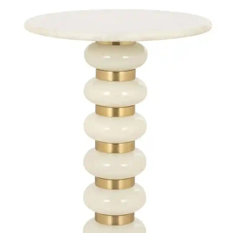 BARBARA white side table with gold