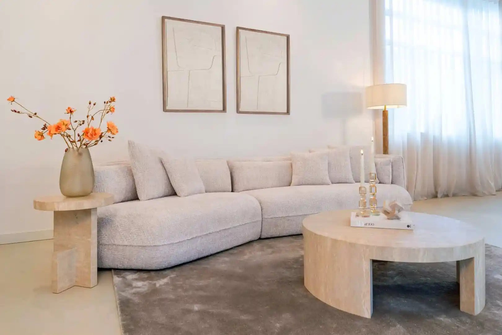 Bočný stolík BILTMORE béžový travertín