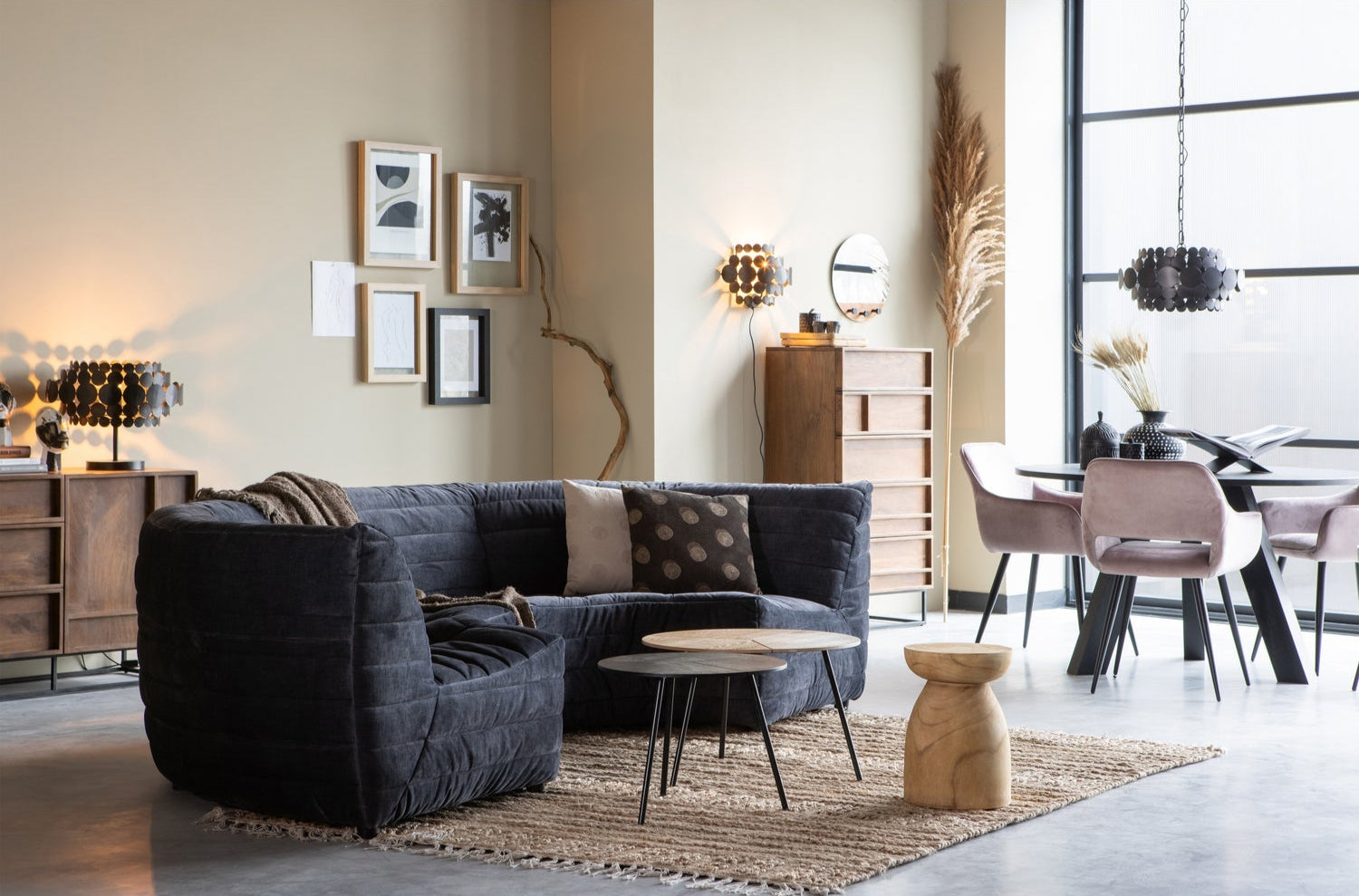 Okrúhly stôl RHONDA TRIO čierne dubové drevo