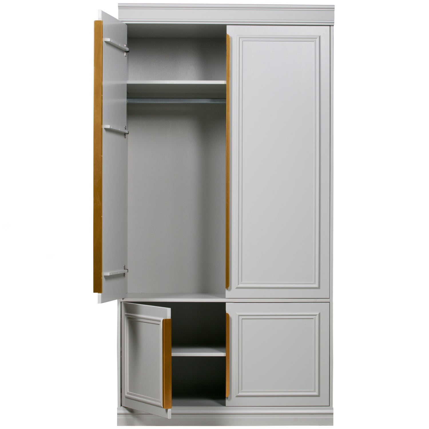 A light gray organizer with ancient gold