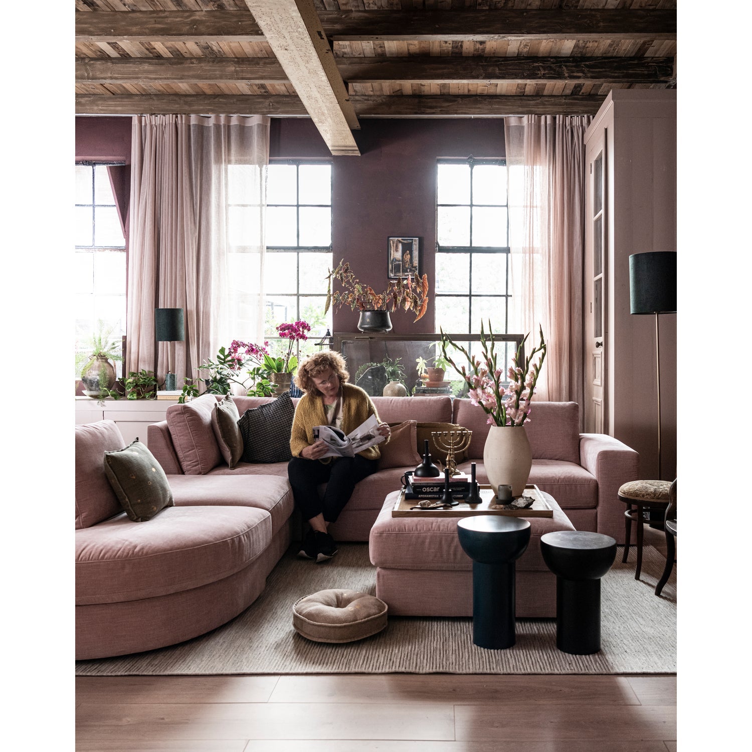 Sofa FAMILY - pravý modul koncový ružový