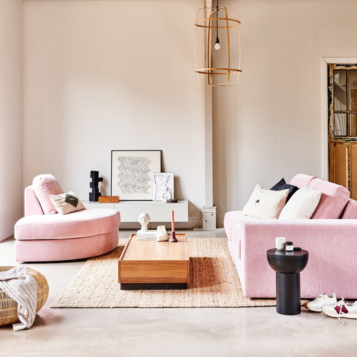 Sofa FAMILY - otvorený modul ľavostranný ružový
