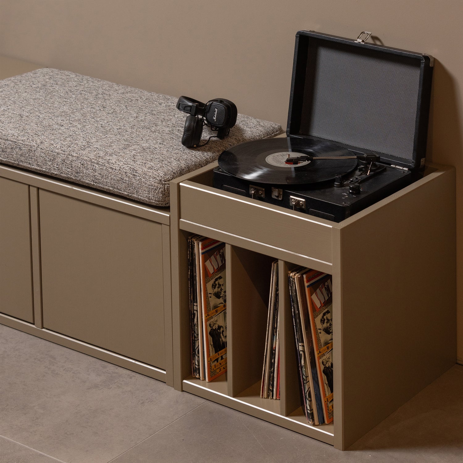 Turner Khaki bench with a storage