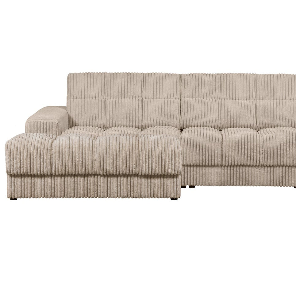 Left-sided corner sofa SECOND DATE beige corduroy
