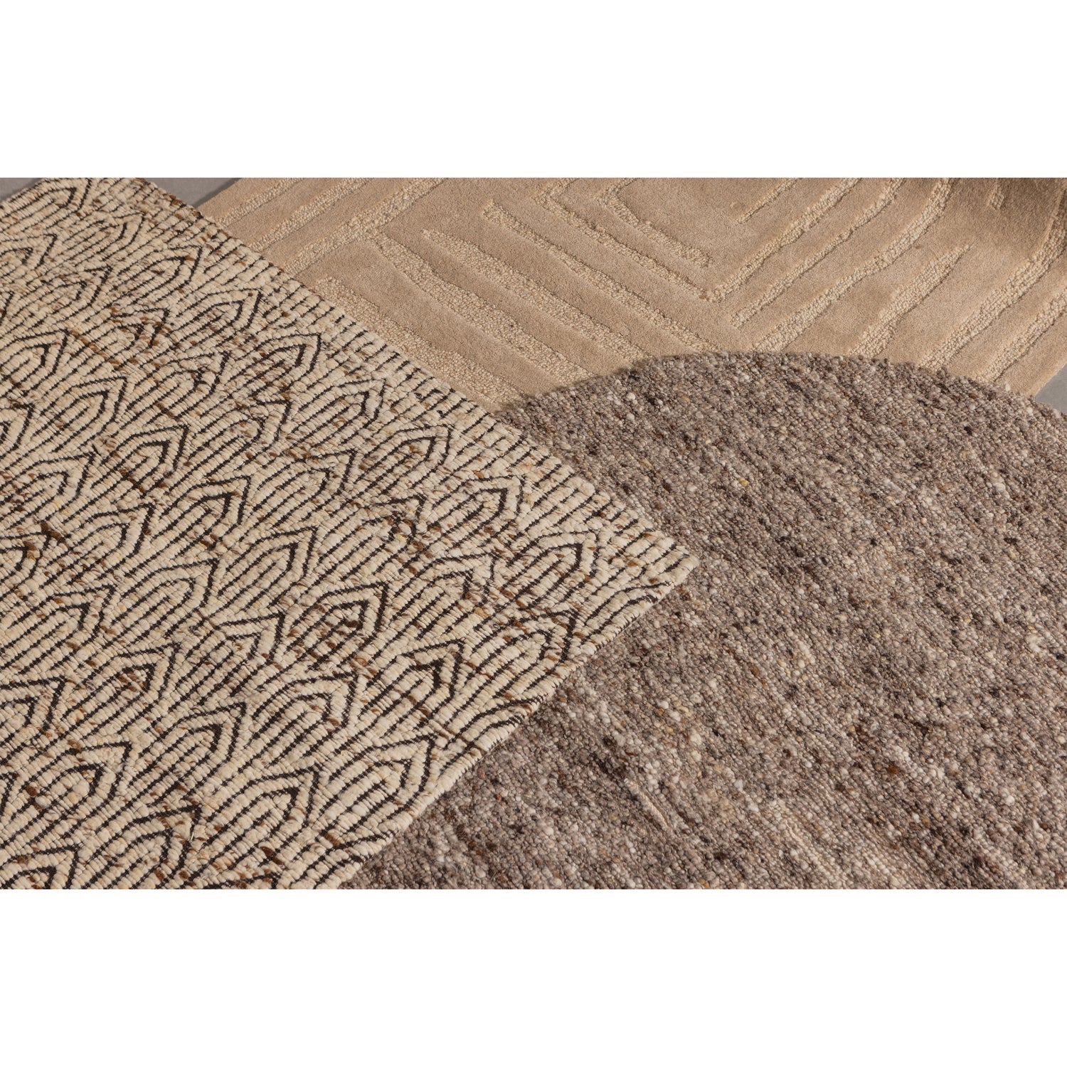 Round rug EFIA brown mélange with long pile