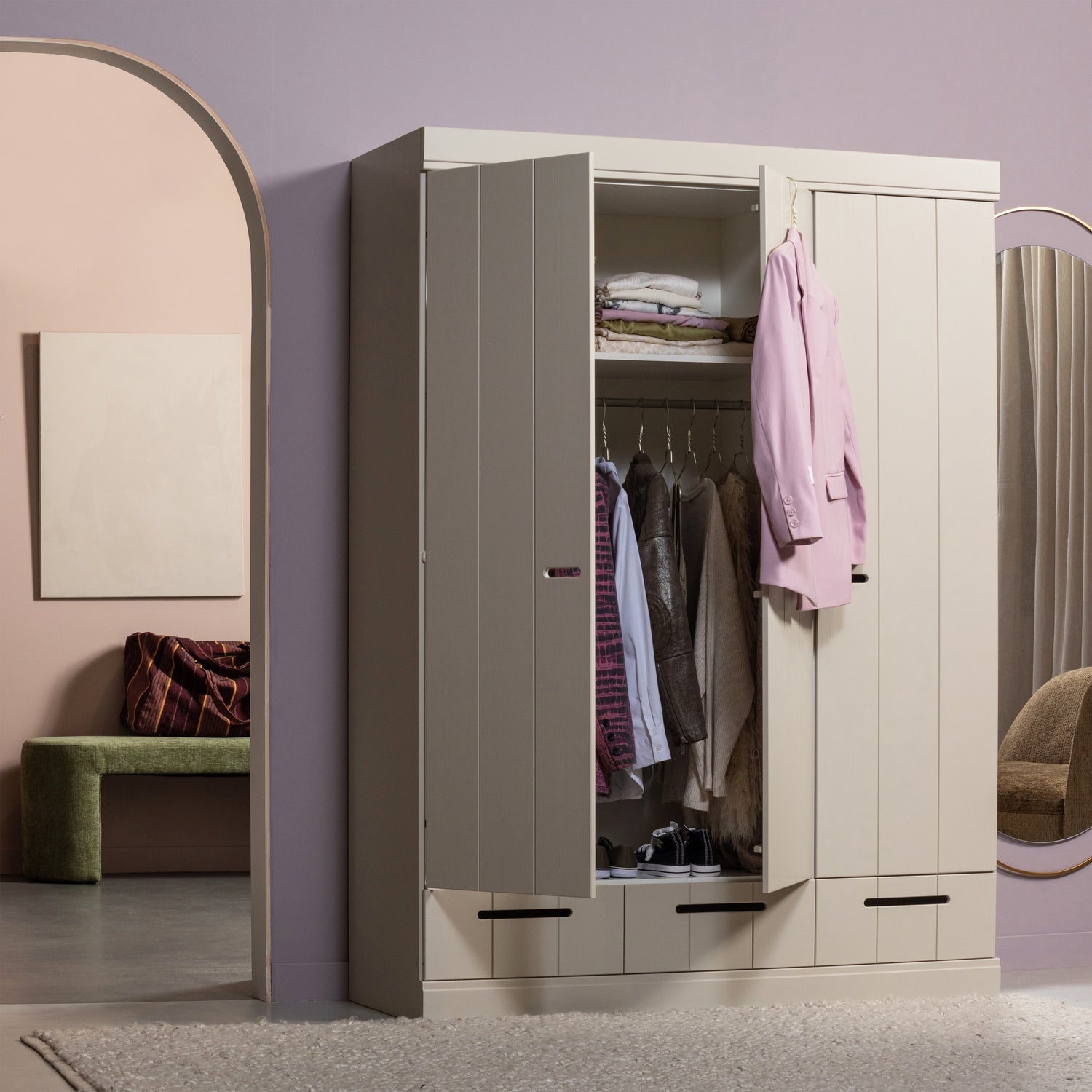 Skriňa 3-dverová CONNECT piesková