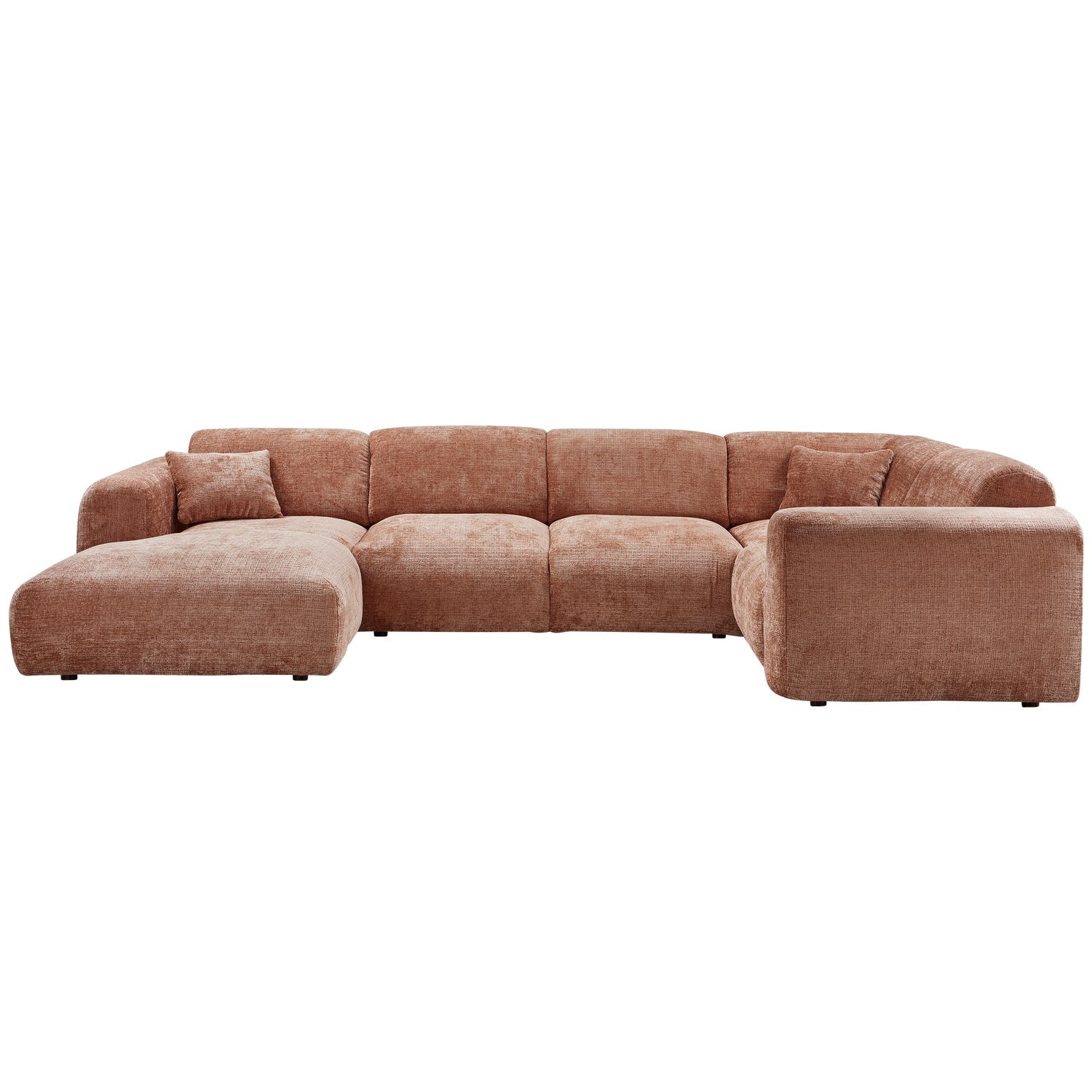 Right-facing panoramic corner sofa CLOUD terracotta