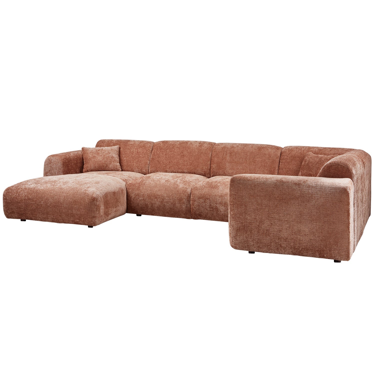 Right-facing panoramic corner sofa CLOUD terracotta