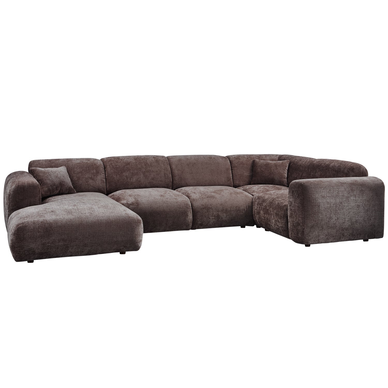 Right-facing panoramic corner sofa CLOUD in brown
