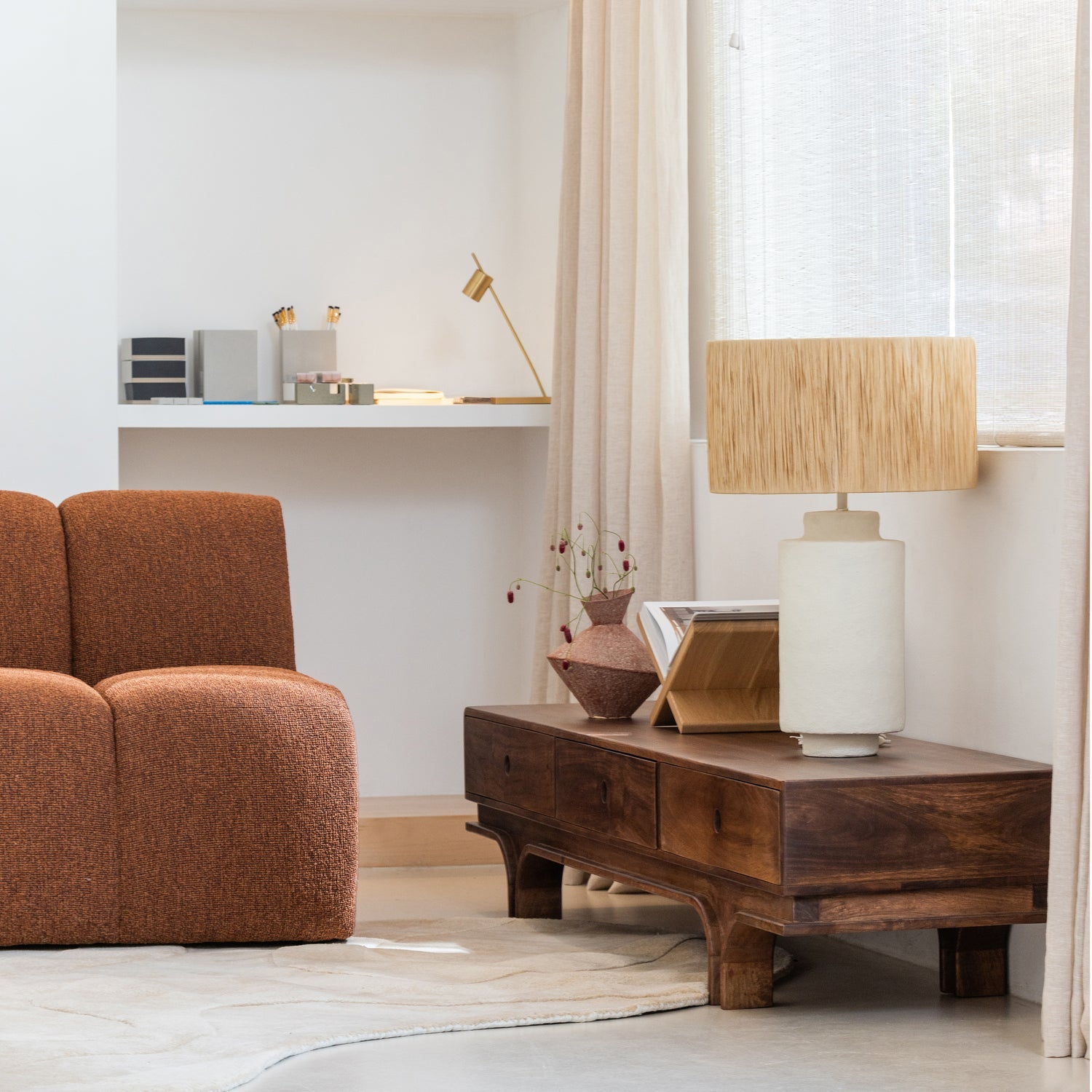 Armchair / MOJO module rust brown bouclé