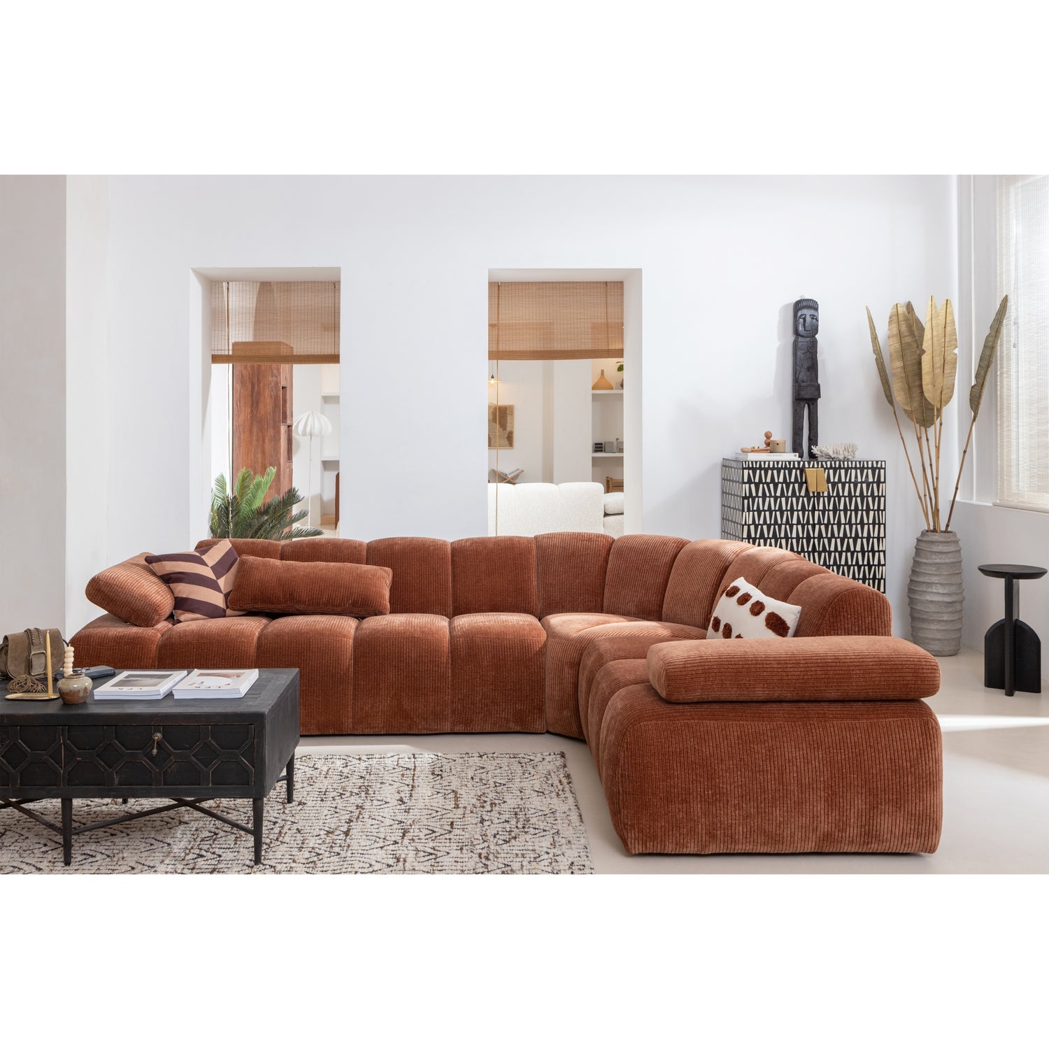 Right-facing modular sofa for 6 people MOJO honey lamb