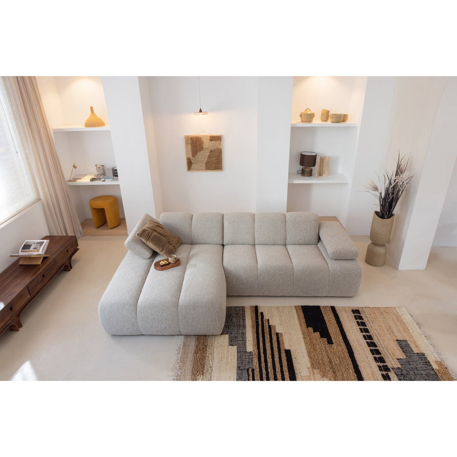 Modulárna pohovka MOJO - ľavostranný szezlong ecru baranek