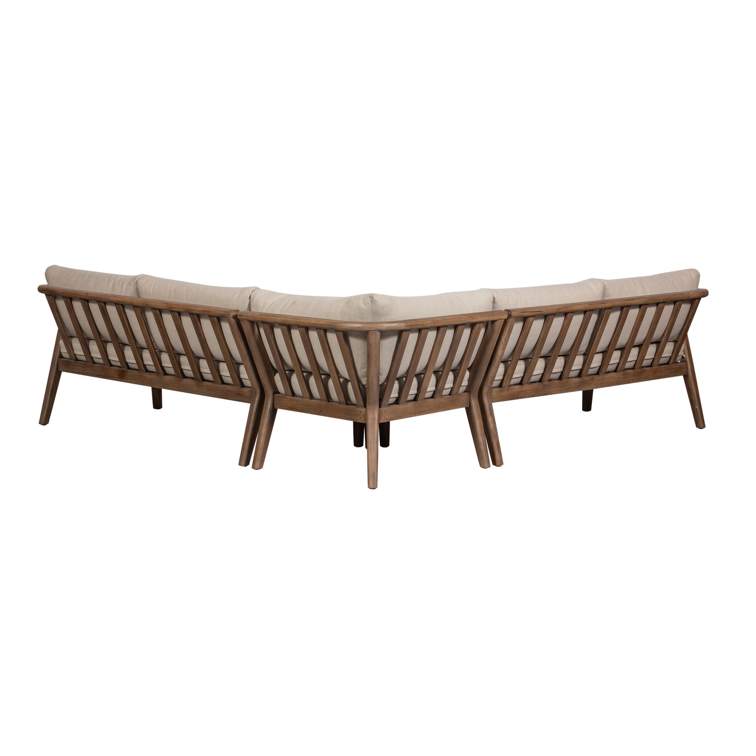Symmetrical Garden Corner Sofa BIAM in Sand with Acacia Wood Frame