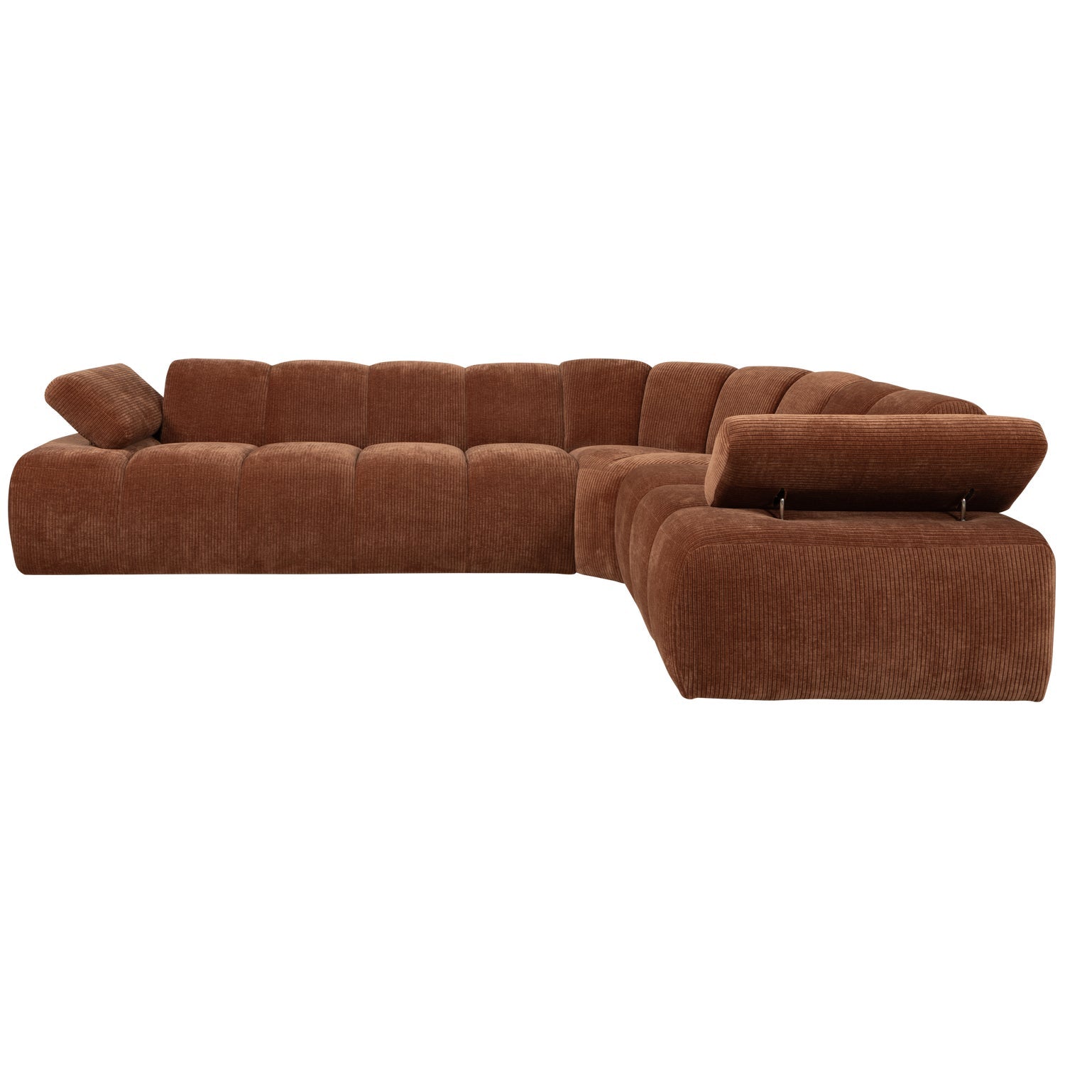 Right-facing modular corner sofa for 6 people MOJO in brown corduroy